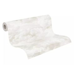   Légies és könnyed akvarell hatású gomolygó felhőmintázat halvány krémfehér és világosszürke tónus tapéta