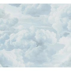  Légies és könnyed akvarell hatású gomolygó felhőmintázat pasztellék felhőkék és fehér tónus tapéta