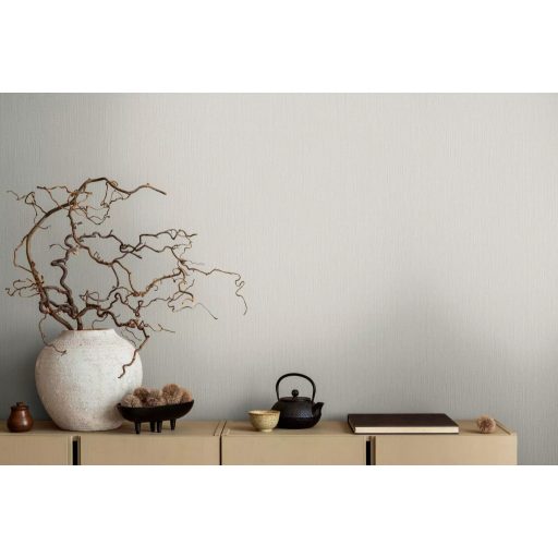 Strukturált szőtt hatású egyszínű természetes minta világos gyöngyszürke tónus tapéta