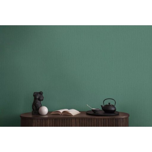 Strukturált szőtt hatású egyszínű természetes minta zöld tónus tapéta