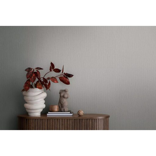 Strukturált szőtt hatású egyszínű természetes minta szürke tónus tapéta