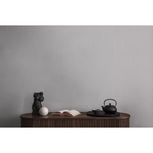 Strukturált szőtt hatású egyszínű természetes minta szürke tónus tapéta