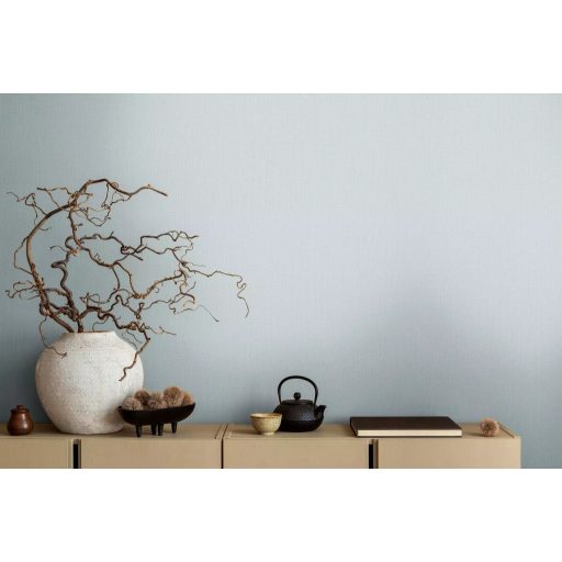 Strukturált szőtt hatású egyszínű természetes minta világoskék tónus tapéta