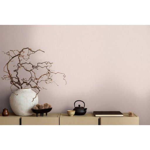 Strukturált szőtt hatású egyszínű természetes minta rózsaszín tónus tapéta