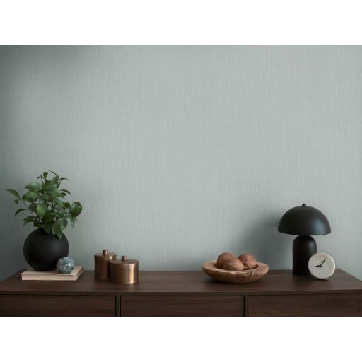 Strukturált szőtt hatású egyszínű természetes minta halvány zöld/szürkészöld tónus tapéta