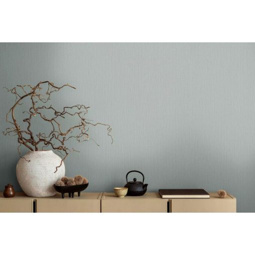 Strukturált szőtt hatású egyszínű természetes minta halvány zöld/szürkészöld tónus tapéta