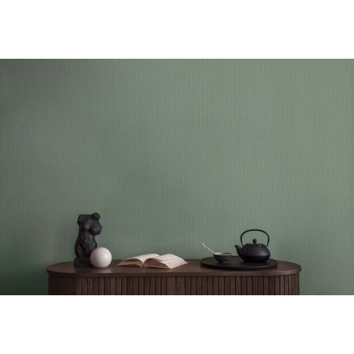 Strukturált szőtt hatású egyszínű természetes minta zöld tónus tapéta