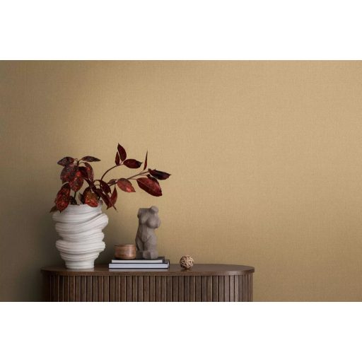 Finom struktúrájú egyszínű textil/vászon minta sárga/szalmasárga tónus tapéta