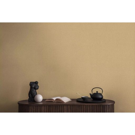 Finom struktúrájú egyszínű textil/vászon minta sárga/szalmasárga tónus tapéta