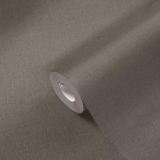 Finom struktúrájú egyszínű textil/vászon minta szürkésbarna tónus tapéta