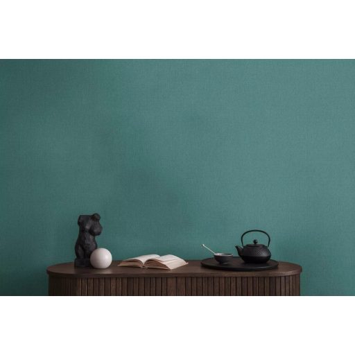 Finom struktúrájú egyszínű textil/vászon minta petrolzöld/kékeszöld tónus tapéta