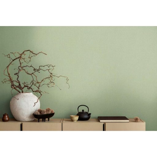 Finom struktúrájú egyszínű textil/vászon minta zöld/világoszöld tónus tapéta