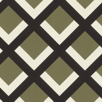  Rasch Denzo II 401936 Geometrikus retro 3D rácsminta krémfehér fekete khakizöld tapéta