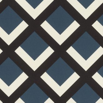   Rasch Denzo II 401950 Geometrikus retro 3D rácsminta krémfehér fekete sötétkék tapéta