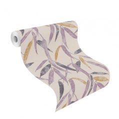   Rasch Uptown 402018 Natur karcsú művészi levelek bézs currysárga ibolyaszín lila tapéta