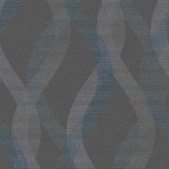   Sintra Livio 402665 Geometrikus grafikus hullámminta sötétszürke ezüstszürke kék árnyalatok enyhe csillogó hatás tapéta