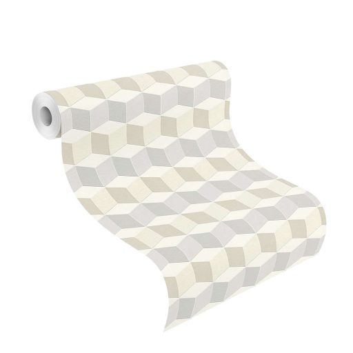 Rasch Uptown 402711 Geometrikus 3D kockák krém bézs szürke szürkéskék tapéta