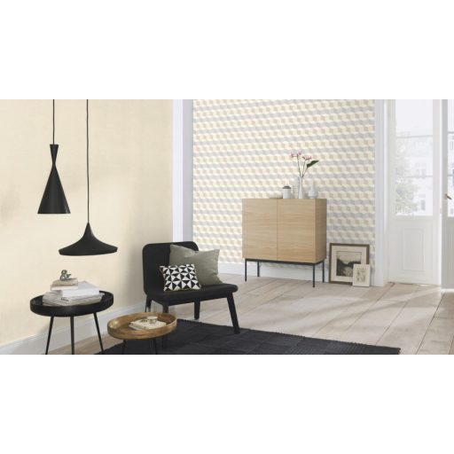 Rasch Uptown 402711 Geometrikus 3D kockák krém bézs szürke szürkéskék tapéta