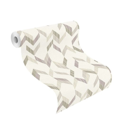 Rasch Uptown 402803 geometrikus 3D minta krémfehér bézs szürke arany ezüst tapéta