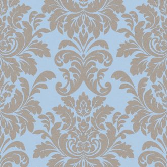 Livio 402849  Klasszikus nagyformátumú barokk díszítőminta kék barna csillogó mintafelület