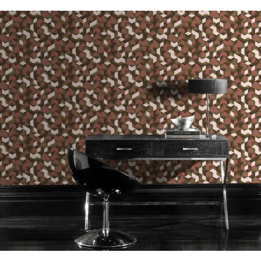 Rasch Denzo 403916 Grafikus 3D kockák halmaza rózsaszín korallszín arany fekete tapéta