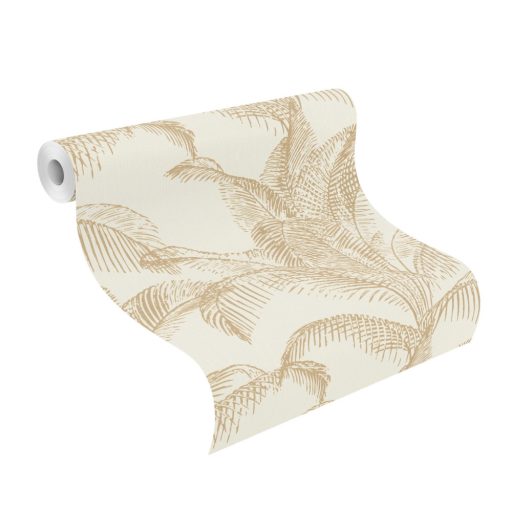 Rasch Sansa/Maya 406818 Natur nagyméretű levelek fehér arany tapéta