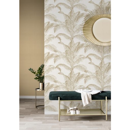 Rasch Sansa/Maya 406818 Natur nagyméretű levelek fehér arany tapéta