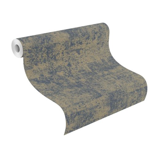Rasch KIMONO 410723 Natur Stílusos és elegáns minta finom élénk textil struktúra indigókék csillogó bézsarany tapéta
