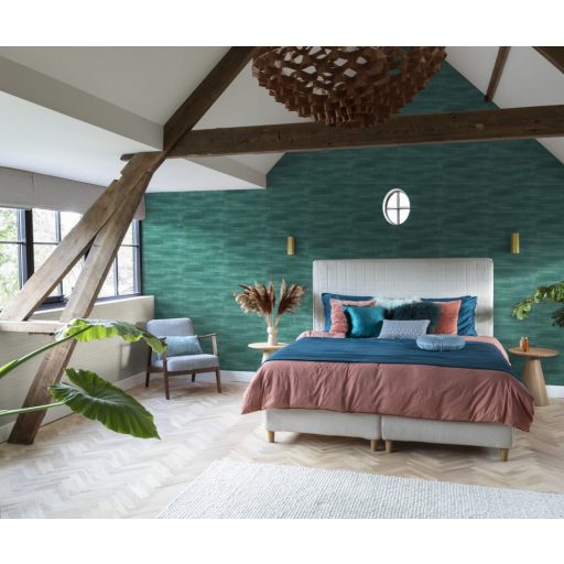 Rasch CLUB 418408 Natur Varrott csíkos angolna bőrére emlékeztető minta/struktúra benzinzöld tapéta