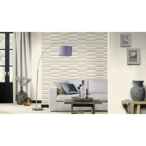 Rasch CLUB 418712 Natur Varrott csíkos csillogó angolna bőrére emlékeztető minta/struktúra krémfehér világos bézs világos szürke kavics szürke tapéta