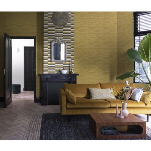 Rasch CLUB 418729 Natur Varrott csíkos csillogó angolna bőrére emlékeztető minta/struktúra krémfehér okkersárga kavics szürke angracit tapéta