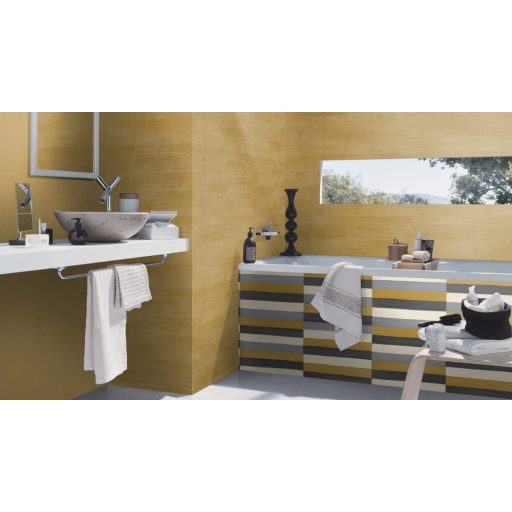 Rasch CLUB 418729 Natur Varrott csíkos csillogó angolna bőrére emlékeztető minta/struktúra krémfehér okkersárga kavics szürke angracit tapéta