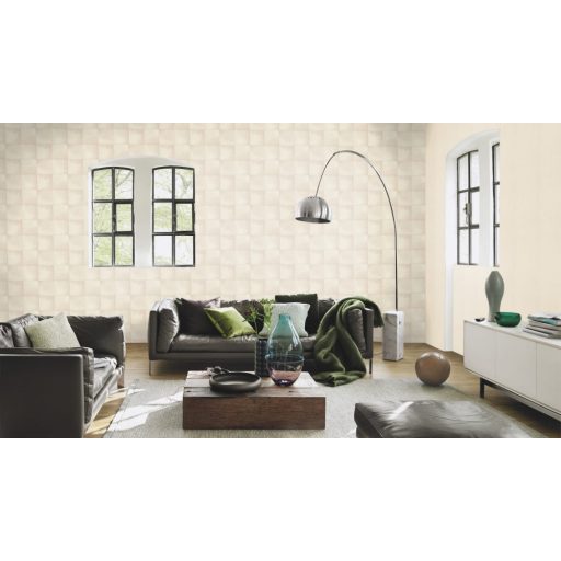 Rasch CLUB 419108  Natur Etno Állatszőr utánzat négyzetekbe rendezve fehér/krémfehér tapéta