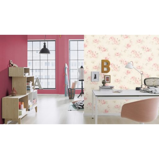 Rasch Poetry/Follow your Dreams 423952  strukturált textil egyszínű málnapiros tapéta