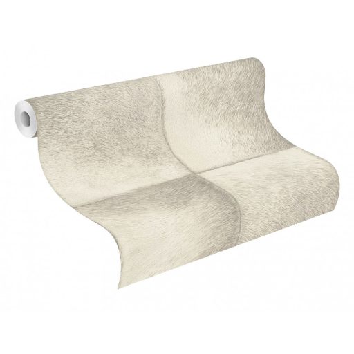 Rasch Brick Lane/CLUB 425901 Natur rusztikus állatszőr minta négyzetekbe rendezve fehér szürke tapéta