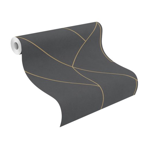 Brick Lane 427431 Geometrikus grafikus térnövelő vonalmintázat palaszürke aranysárga tapéta