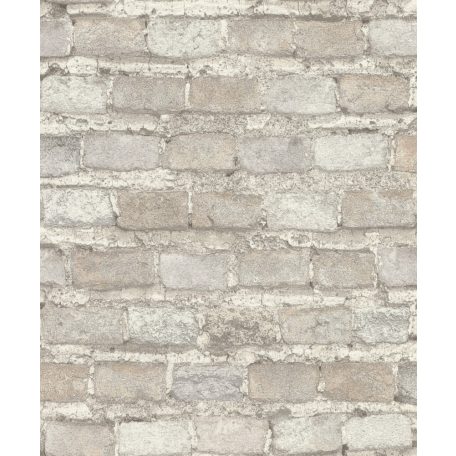 Rasch Factory IV 428049 Natur/Ipari design meszelt érdes felületű téglafal mészfehér szürke szürkésbézs halvány téglapiros tapéta