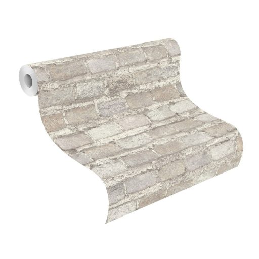 Rasch Factory IV 428049 Natur/Ipari design meszelt érdes felületű téglafal mészfehér szürke szürkésbézs halvány téglapiros tapéta