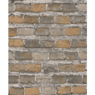   Rasch Factory IV 428056 Natur/Ipari design meszelt érdes felületű téglafal világos szürke sötét bézs mosott aranysárga tapéta