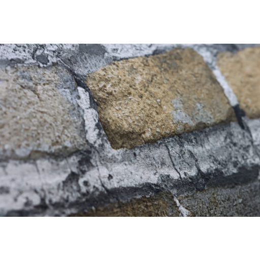 Rasch Factory IV 428056 Natur/Ipari design meszelt érdes felületű téglafal világos szürke sötét bézs mosott aranysárga tapéta