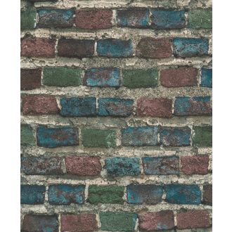   Rasch Factory IV 428070 Natur/Ipari design meszelt érdes felületű téglafal szürke kék zöld rozsdavörös tapéta