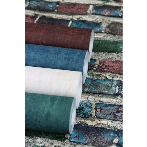 Rasch Factory IV 428070 Natur/Ipari design meszelt érdes felületű téglafal szürke kék zöld rozsdavörös tapéta