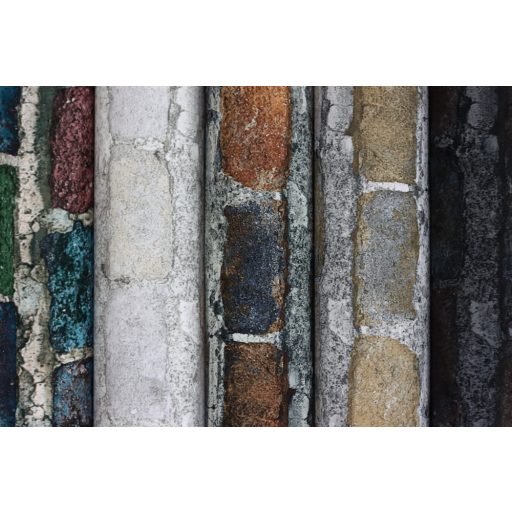 Rasch Factory IV 428070 Natur/Ipari design meszelt érdes felületű téglafal szürke kék zöld rozsdavörös tapéta