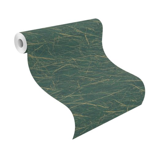 Rasch Factory IV 428940 Natur Kontrasztos természetes és dinamikus márványerezet minta sötétzöld világos arany tapéta