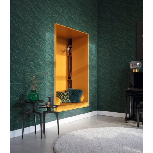 Rasch Factory IV 428940 Natur Kontrasztos természetes és dinamikus márványerezet minta sötétzöld világos arany tapéta