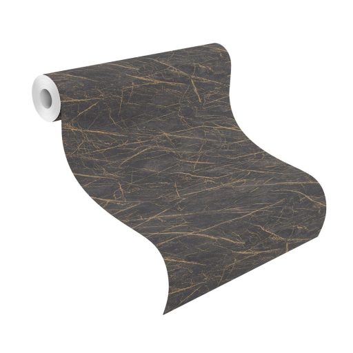 Rasch Factory IV 428964 Natur Kontrasztos természetes és dinamikus márványerezet minta sötétszürke/antracit csillogó arany tapéta