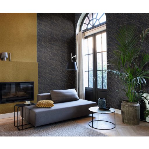 Rasch Factory IV 428964 Natur Kontrasztos természetes és dinamikus márványerezet minta sötétszürke/antracit csillogó arany tapéta