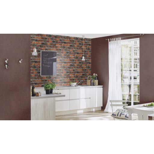 Rasch Factory IV 429336 Natur/Ipari design Mosott hatású strukturált egyszínű sötét vörös vörösesbana sötétkék akcentusok tapéta