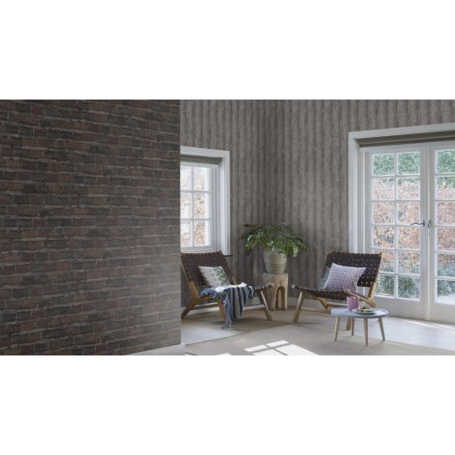 Rasch Factory IV 429442 Natur Fanintázat rusztikus padlólap meleg szürke és szürkésbarna árnyalatok tapéta