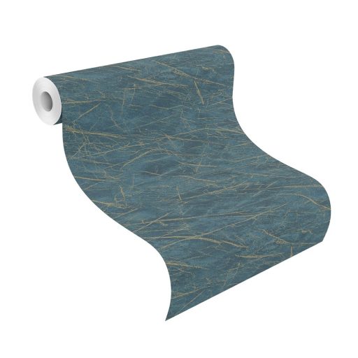 Rasch Factory IV 428957 Natur Kontrasztos természetes és dinamikus márványerezet minta mélykék világos arany tapéta